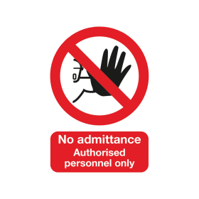 Value Safety Sign No Admittance Authorised Personnel Only PVC A5 Red ML01551R 373305 F