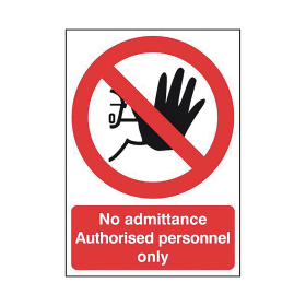 Value Safety Sign No Admittance Authorised Personnel Only Self Adhesive A5 Red ML01551S 373304 F