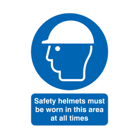 Value Safety Sign Safety Helmets Must Be Worn PVC A4 Blue 372786 F