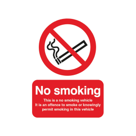 Value Safety Sign This is a No Smoking Vehicle Self Adhesive 100mm x 75mm Red 372481 F