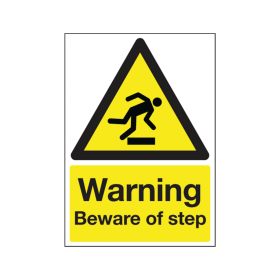 Value Safety Sign Warning Beware of Step PVC A5 Yellow HA21451R 369627 F