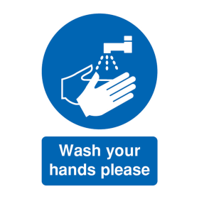 Value Safety Sign Wash Your Hands Please A5 Blue 369631 F