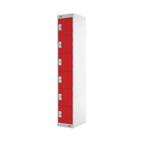 Value Six Compartment Locker 300x300x1800mm Red Door 461395 F