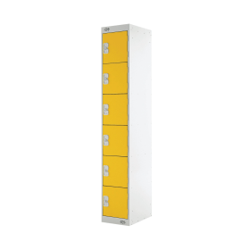 Value Six Compartment Locker 300x300x1800mm Yellow Door 461396 F