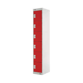 Value Six Compartment Locker 300x450x1800mm Red Door 461419 F