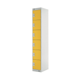 Value Six Compartment Locker 300x450x1800mm Yellow Door 461420 F