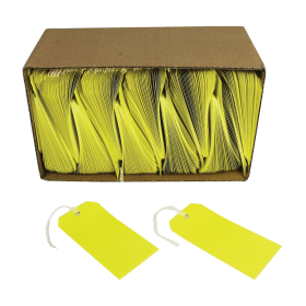 Value Strung Tags 120mm x 60mm Yellow 1000 Pack 127416 F