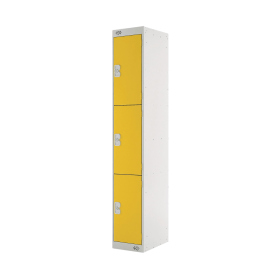 Value Three Compartment Locker 300x300x1800mm Yellow Door 461390 F