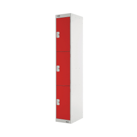 Value Three Compartment Locker 300x450x1800mm Red Door 461413 F