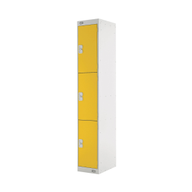 Value Three Compartment Locker 300x450x1800mm Yellow Door 461414 F