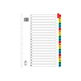 Value White Multicoloured Mylar Index Dividers 1 20 111351 F