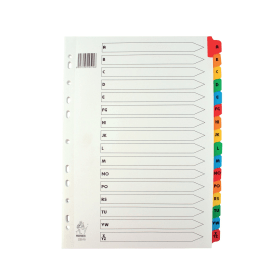 Value White Multicoloured Mylar Index Dividers A Z 152537 F