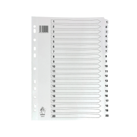 Value White Mylar Index Dividers 1 20 192414 F