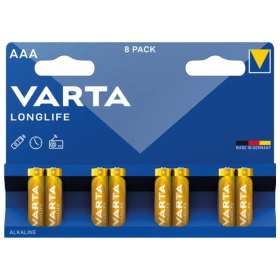 Varta Longlife AAA Alkaline Batteries 8 Pack 4103101418 VR68196 F