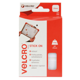 Velcro Stick On Squares 25mm White 24 Pack RY60235 F