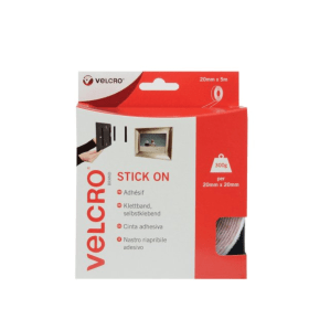 Velcro Stick On Tape 20mm x 5m White 464506 F