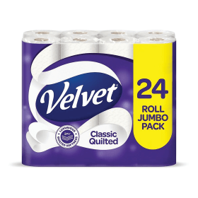 Velvet Classic Quilted Toilet Roll 3 Ply 150 Sheets 24 Pack 794499 F