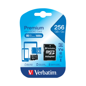 Verbatim 256GB Premium Micro SDXC Card with Adapter 761810 F