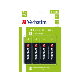 Verbatim AA Rechargeable Batteries 4 Pack 49517