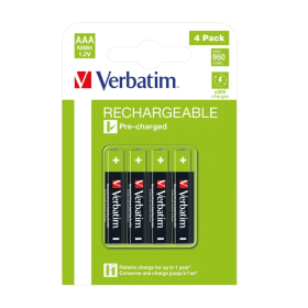Verbatim AAA Rechargeable Batteries 4 Pack 49514