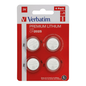 Verbatim CR2025 3V Premium Lithium Batteries 4 Pack 49532 VM49532 F