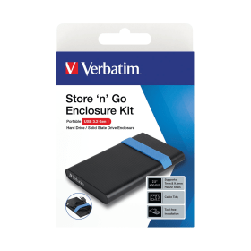 Verbatim Store n Go Portable Hard Drive Enclosure Kit Black 657322 F