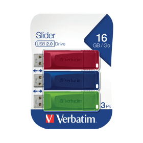Verbatim Store n Go USB 2.0 16GB Assorted 3 Pack 602988 F