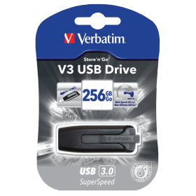 Verbatim Store n Go V3 USB 3.0 256GB Flash Drive Black 471453 F