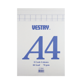 Vestry 8 Column Accountancy Pad A4 80 Sheets 124818 F