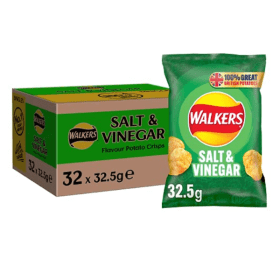 Walkers Salt and Vinegar Crisps 32.5g 32 pack 453504 F