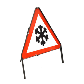 Winter Hazard Snow and Ice Warning Sign 600mm Red White 607105 F