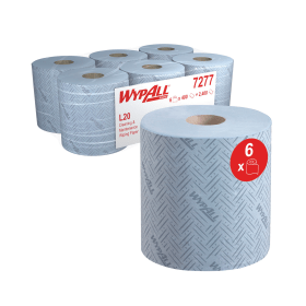 Wypall L20 Essential Centrefeed Wiping Paper Roll 152m 2 Ply Blue 6 Pack 573341 F