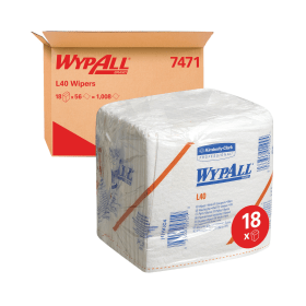 Wypall L40 Wipers 1 Ply Folded Sheets 304mm x 317mm 1 Ply White 1008 Pack 610330 F