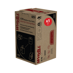 Wypall X70 Power Clean Midi Roll Wiper 66.5m 1 Ply Blue 8251 904464 F