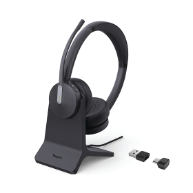 Yealink BH70 Wireless On Ear Dual Headset w Stand Bluetooth USB C A Black YEA32163 F