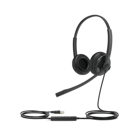 Yealink UH34 Wired Over Ear Stereo Headset USB C A Black YEA30732 F