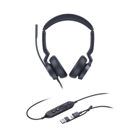 Yealink UH46 Wired On Ear Dual Headset USB C A Black YEA32256 F