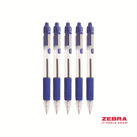 Zebra Z Grip Retractable Ballpoint Pen 0.6mm Line Blue 12 Pack 257293 F