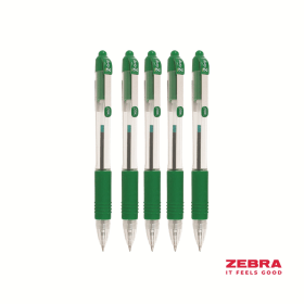 Zebra Z Grip Retractable Ballpoint Pen 0.6mm Line Green 12 Pack 408347 F